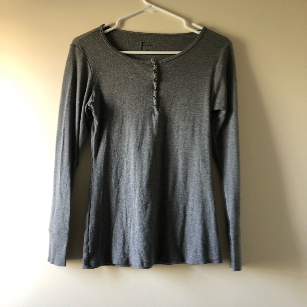Half-Button Up Gray Long Sleeve